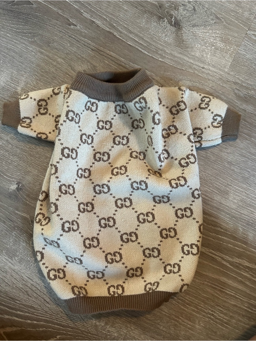 G-Inspired Cream and Brown Sweater